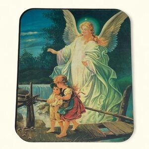 Guardian Angel with Children Mouse Pad Religious Kitsch Angelcore Grandma Core